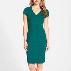 Halogen Seamed V-Neck Ponte Sheath Dress (EUC)
